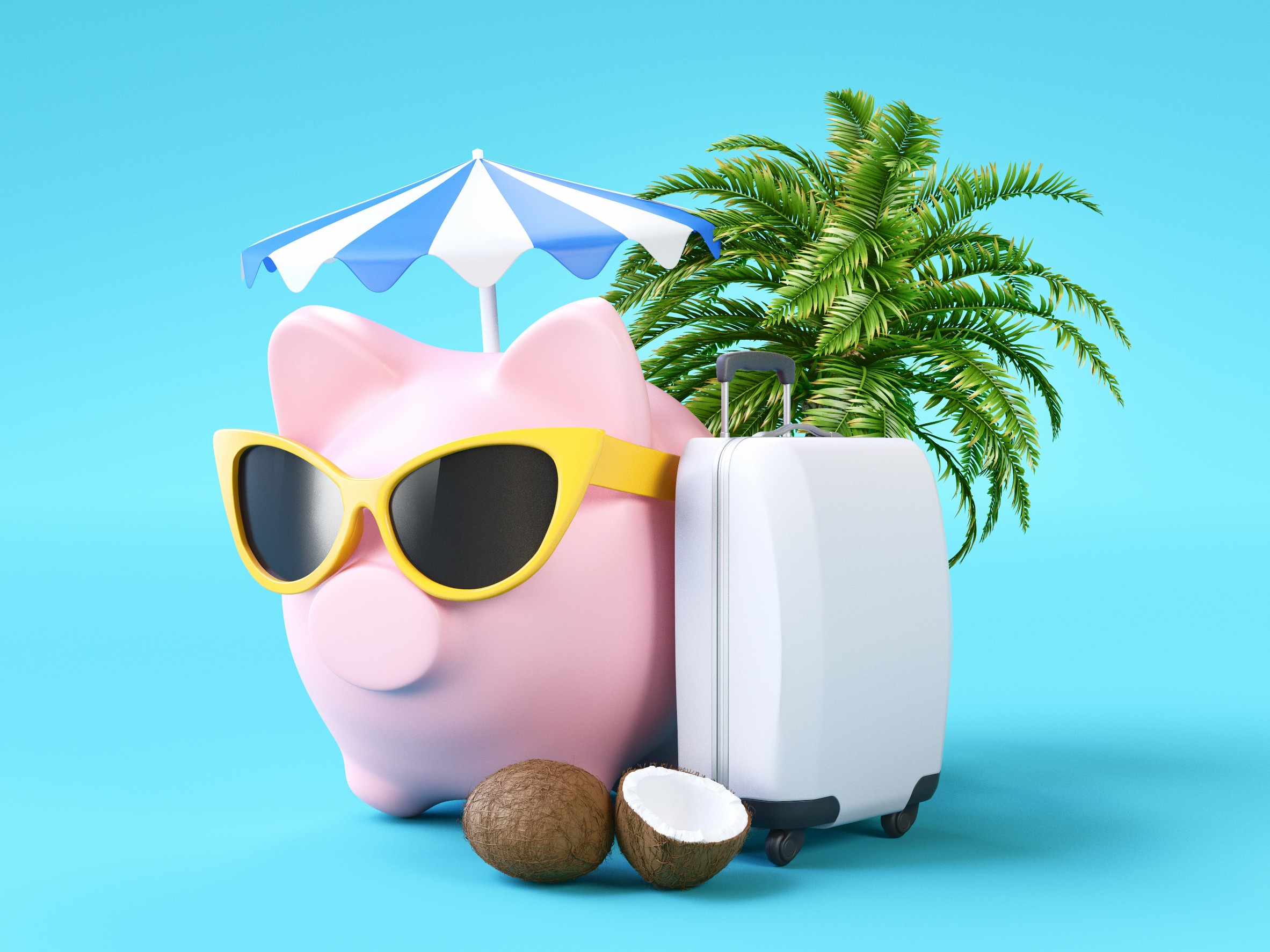 Pink piggy bank, savings concept. 3d rendering illustration